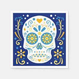 Blå och Gult Socker Skull Pappersservett