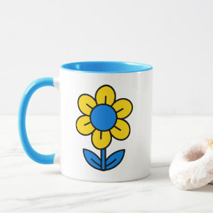 Blå och gult solros mugg
