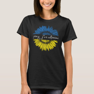 Blå och gult solrosstråle för Ukraina T Shirt