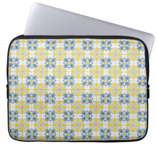 Blå och gult söt - portugisiska plattor mönster laptop fodral