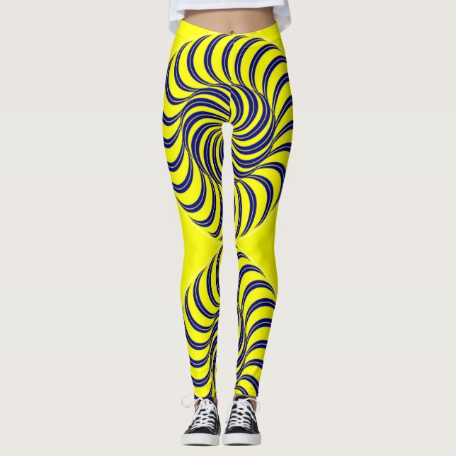 Blå och gult spiral leggings (Framsida)