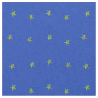 Blå och Gult Stars Fabric Tyg
