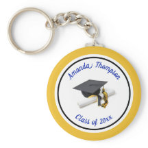 Blå och Gult Studentmössa och Tassel