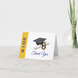 Blå och Gult Studentmössa och Tassel Tack Kort