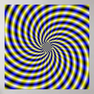 Blå och Gult Swirl Poster