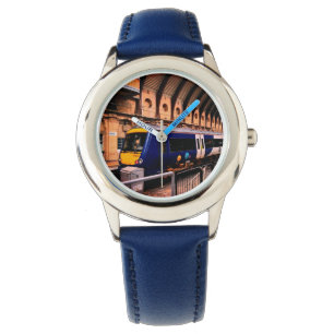 Blå och gult tåg armbandsur