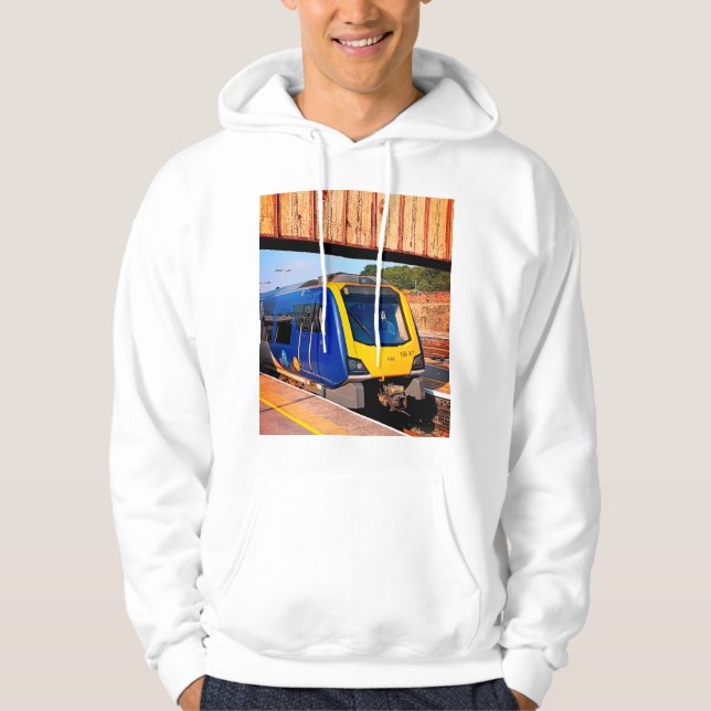 Blå och gult tåg hoodie (Framsida)