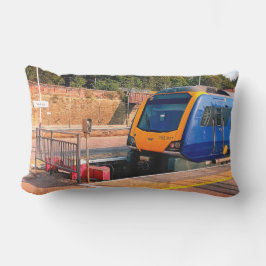 Blå och gult tåg lumbarkudde