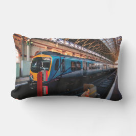 Blå och gult tåg lumbarkudde