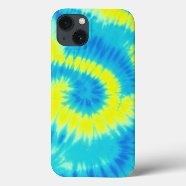 Blå och Gult Tie Dye Phone Case (Baksida)