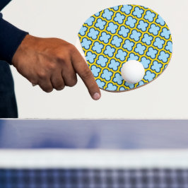 Blå och Gult Trellis, Lattice, Quatrefoil Pingisracket