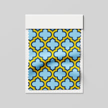 Blå och Gult Trellis, Lattice, Quatrefoil