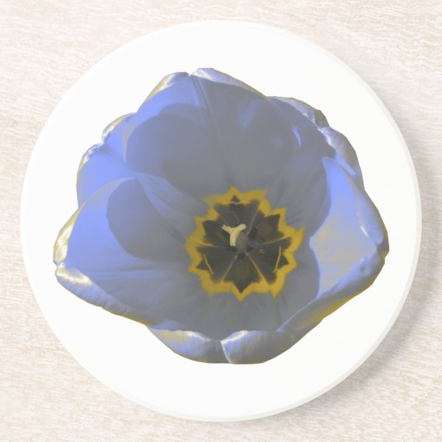 Blå och Gult Tulip Underlägg Sandsten (Framsidan)