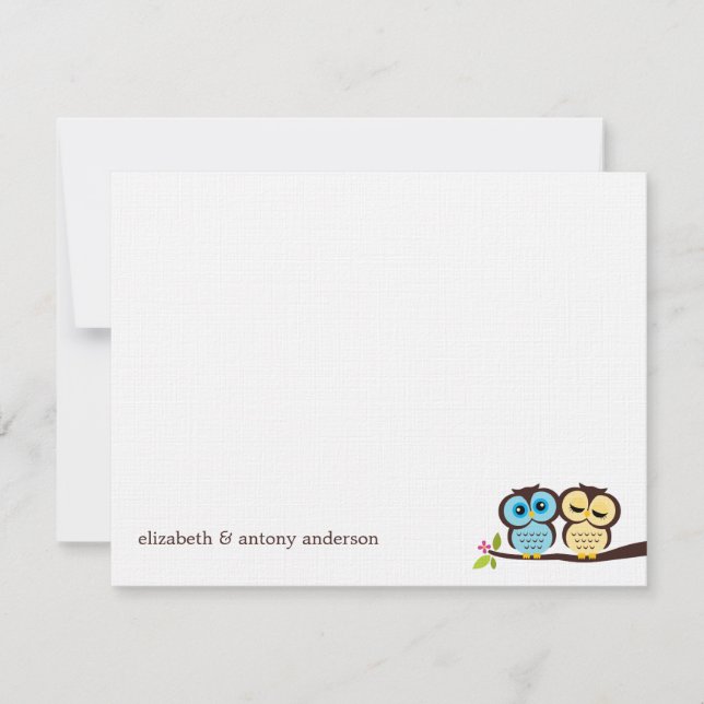 Blå och Gult Uggla Bröllop (Framsida)