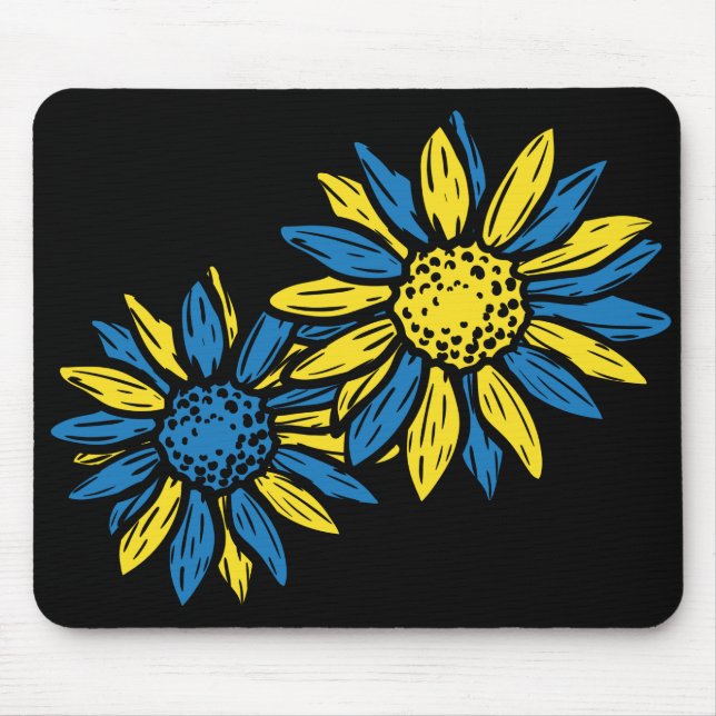 BLÅ OCH GULT UKRANSKA SUNFLOWERS MUSMATTA (Framsidan)