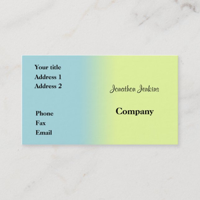 Blå och gult visitkort (Framsida)