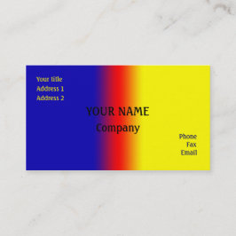 Blå och gult visitkort