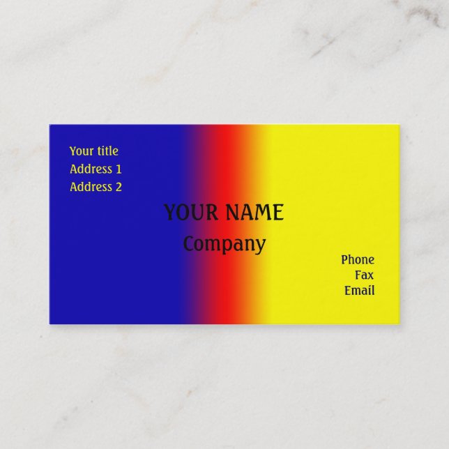 Blå och gult visitkort (Framsida)