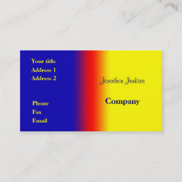 Blå och gult visitkort