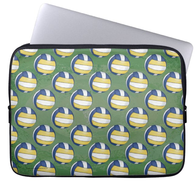 Blå och Gult Volleyball Mönster Laptop Fodral (Framsidan)