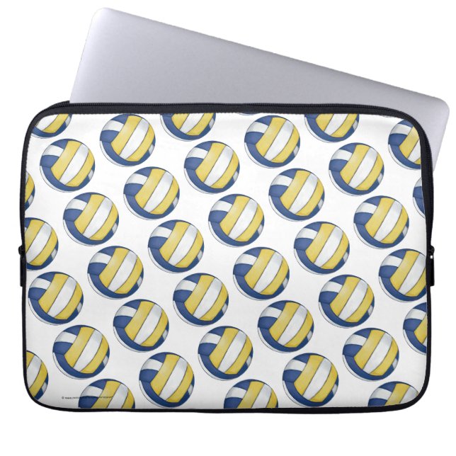 Blå och Gult Volleyball Mönster Laptop Sleeve (Framsidan)