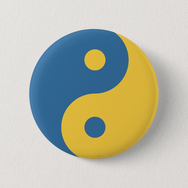 Blå och Gult Yin och Yang Symbol Design Python Knapp (Framsida)