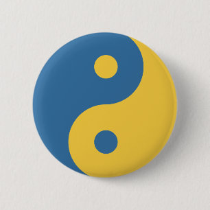 Blå och Gult Yin och Yang Symbol Design Python Knapp