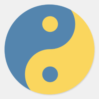 Blå och Gult Yin och Yang Symbol Design Python Runt Klistermärke