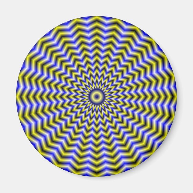 Blå och Gult Zigzag Ripples Magnet (Framsidan)