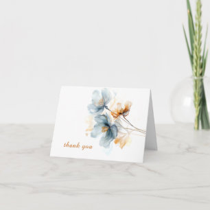 Blå och gyllene eterisk blomster tack kort