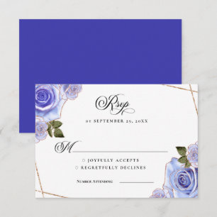 Blå och gyllene rosor Glitter Bröllop RSVP-kort Inbjudningar