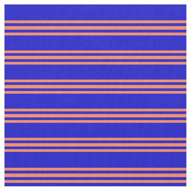 Blå och korall Färgad stripe/lind Mönster Tyg (Närbild)