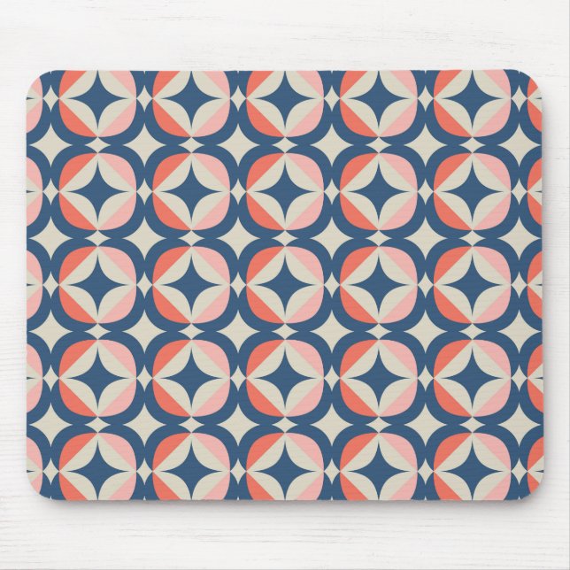 Blå och korall Geometric Mönster Musmatta (Framsidan)