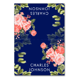 Blå och korallblomma Bröllop | Plattskort Bordsnummer