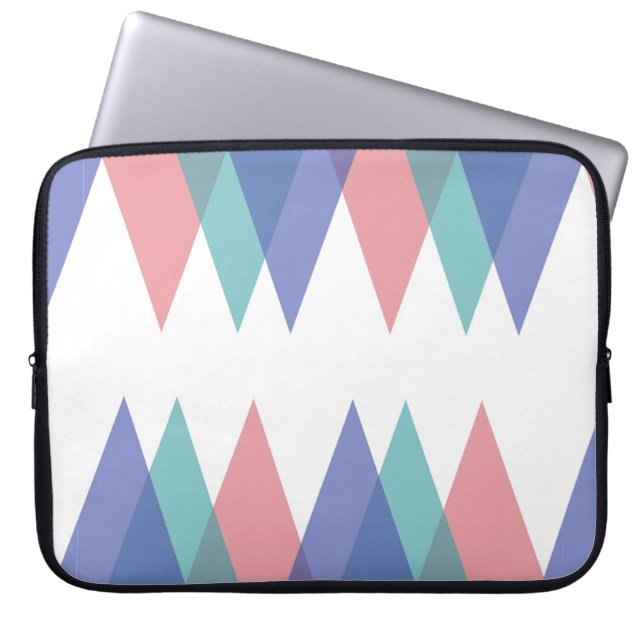 Blå och korallfärgade trianglar laptop fodral (Framsidan)