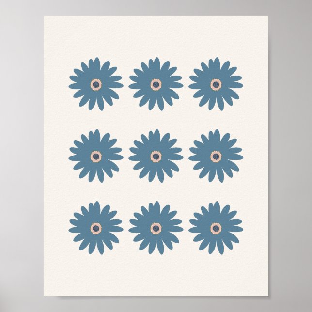 Blå Och Kräm Daisy Poster (Framsidan)