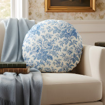 Blå och krämfärgad blommig Toile de Jouy