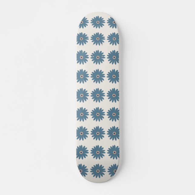 Blå Och Krämfärgad Margareta Mini Skateboard Bräda 18,5 Cm (Framsida)
