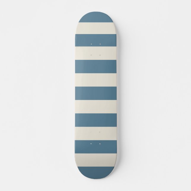 Blå Och Krämgula Vertikala Ränder Mini Skateboard Bräda 18,5 Cm (Framsida)