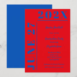 Blå och krimson Studentenfest Inbjudningar