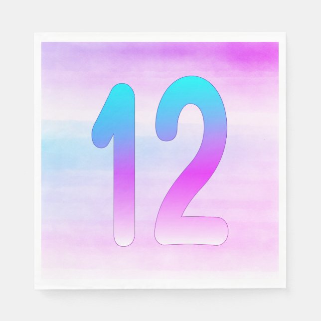 Blå och Lila 12:e födelsedag Pappersservett (Framsidan)