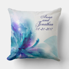 Blå och Lila Abstrakt Blå Bröllop-fyllning Kudde