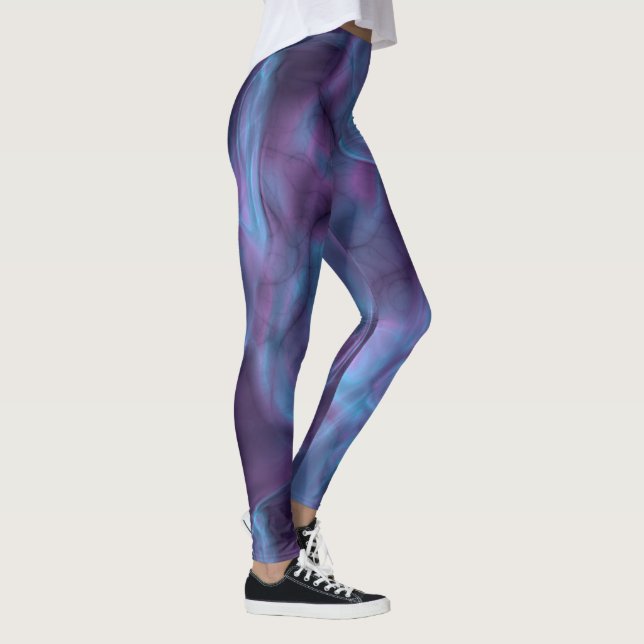 Blå och Lila Abstrakt Leggings (Höger)