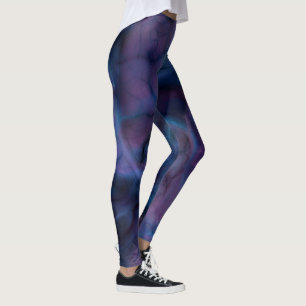Blå och Lila Abstrakt Leggings