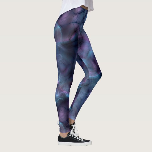 Blå och Lila Abstrakt Leggings (Höger)