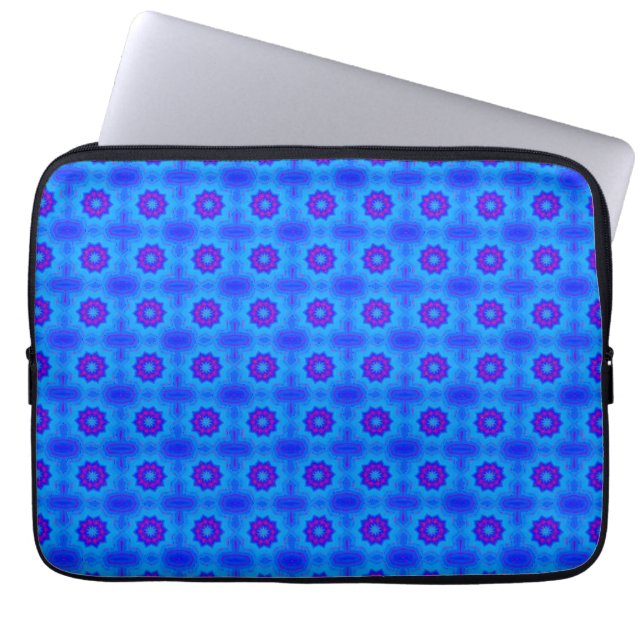 Blå och lila african print mönster laptop fodral (Framsidan)