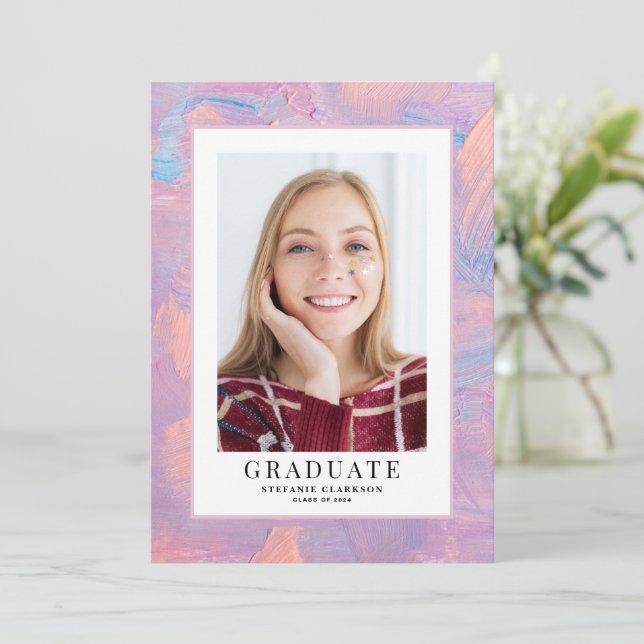 Blå och lila akryl Bakgrunds Examen Meddelande (Stående Fram)
