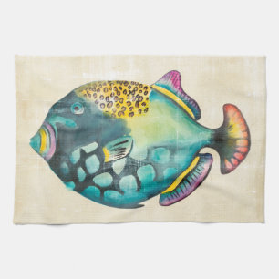 Blå och Lila Aquarium Fish Kökshandduk