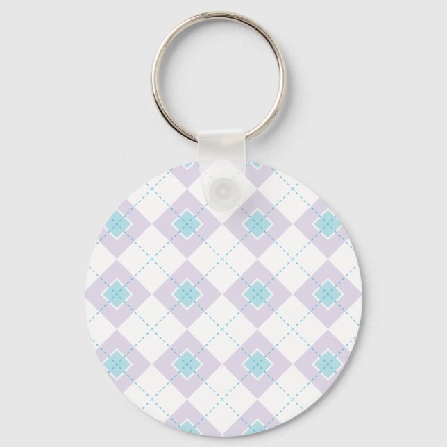 Blå och Lila Argyle Nyckelring (Framsida)