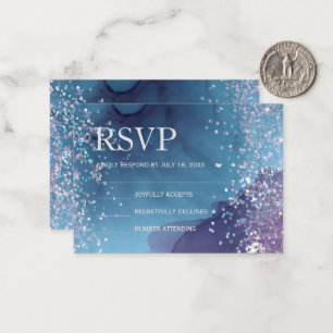 Blå och lila bläck med glitter mystisk anteckningskort